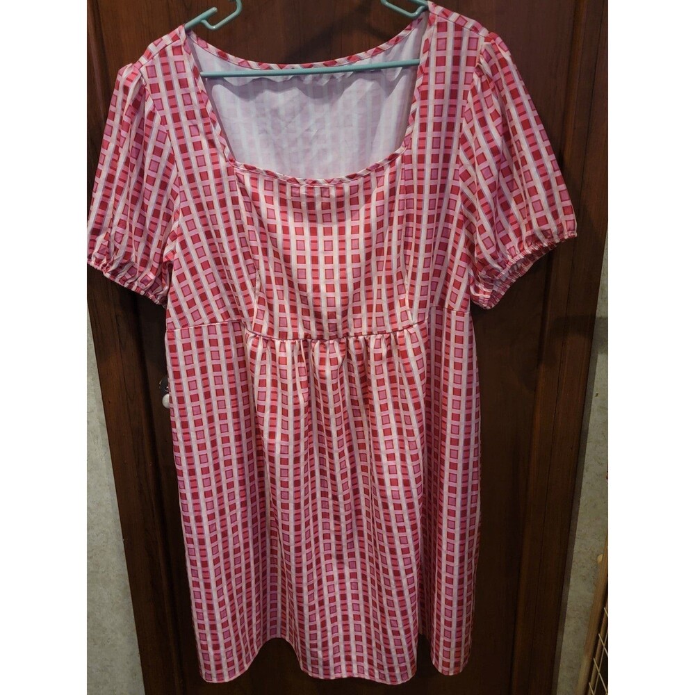 Shein Pink Geometric Pattern Dress Sz 3XL NWOT